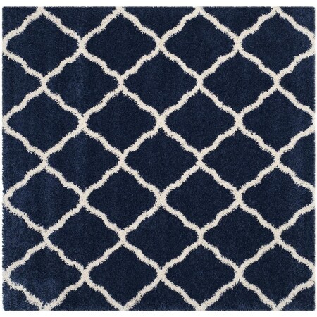 Safavieh 9 x 9 ft. Hudson Shag Power Loomed Square Area Rug; Navy & Ivory SGH283C-9SQ